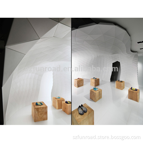veneered MDF countertop displays for brand woman shoe store decoration